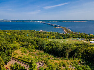 Aerial view of  the center of Ulyanovsk, Russia. city panorama from above