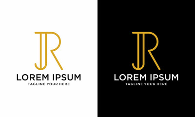 Elegant line curve vector logotype. Premium letter R logo design. Luxury linear creative monogram on a white and black background.