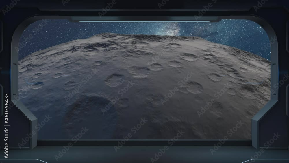 Aufkleber the moon and the stars from the view in the spacecraft, 3d rendering.