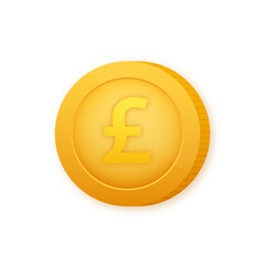 Pound sterling coin, great design for any purposes. Flat style vector illustration. Currency icon.