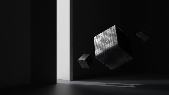 Cube and the light, 3d rendering.