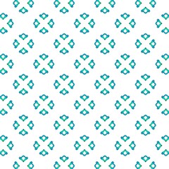 Geometric textile patterns in turquoise color on white background