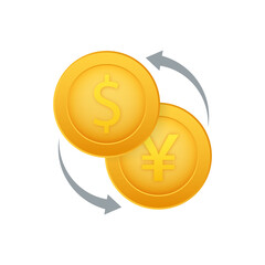 Money exchange icon. Banking sign. Yuan and Dollar Cash transfer symbol. Vector stock illustration