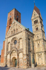 Front towers of the historic cathedral in Ribe, Denmark