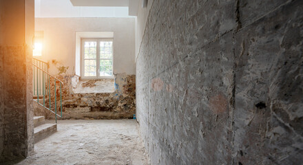 Obraz premium rebuilding an Old real estate apartment, prepared and ready for renovate after flood damage