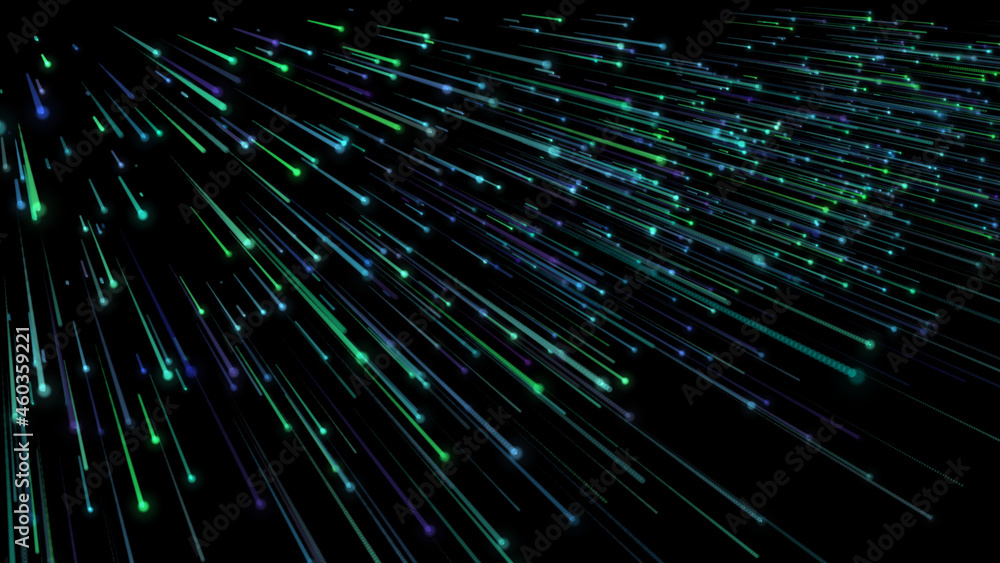 Poster abstract flight of asteroids and meteorites in the earth's atmosphere, burn and leave a trace when e