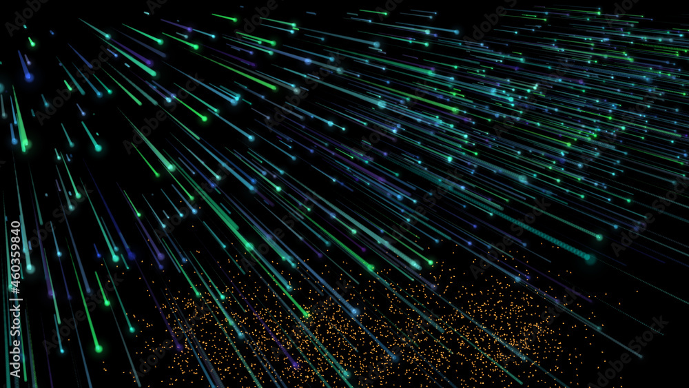 Aufkleber abstract flight of asteroids and meteorites in the earth's atmosphere, burn and leave a trace when e