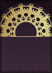 Congratulatory Brochure in burgundy color with a mandala in gold pattern is ready for printing.