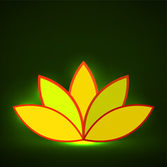 Neon lotus icon logo, glowing symbol. Vector illustration. Eps 10