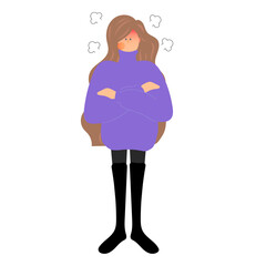 怒っているロングヘアーの女性