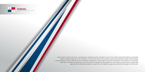 Fototapeta premium Simple red and blue line on white background. Panama Independence day background.