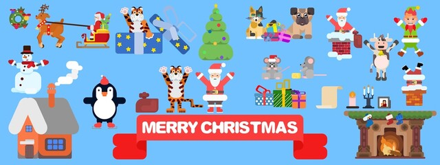 new year characters on a blue background holiday