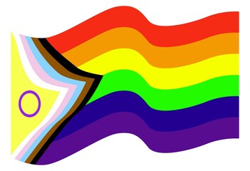 waving lgbt flag new updated. flat style drawing