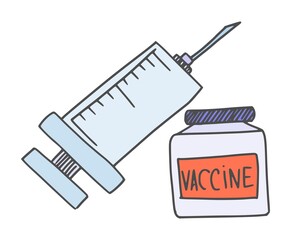 syringe and vaccine simple drawing. doodle style