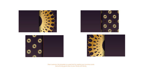Burgundy business card with mandala gold pattern for your business.
