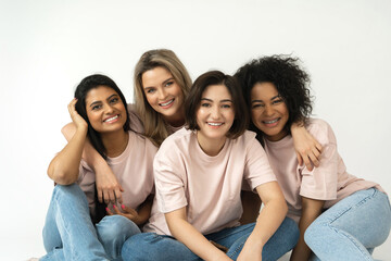 Multicultural diversity and friendship. Group of different ethnicity women.