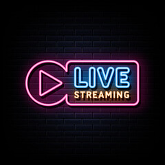 Obraz premium Live Stream Neon Signs Vector. Design Template Neon Style