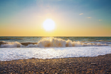 Beautiful seascape sunset. Nature composition