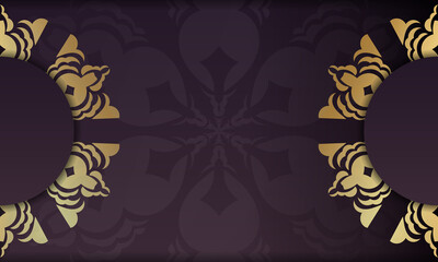 Burgundy background with abstract gold ornament for design under your text