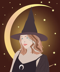 Portrait of a witch. Social media avatar. Halloween witch
