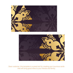 Visiting business card in burgundy color with luxurious gold ornaments for your contacts.