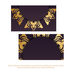 Business card in burgundy color with luxurious gold ornaments for your personality.