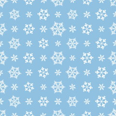 Winter seamless pattern with white snowflakes on grey background. Vector illustration for fabric, textile wallpaper, posters, gift wrapping paper. Christmas vector illustration. Falling snow