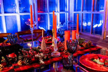 Celebration new year design. Indoor Christmas house interior. Stock photo