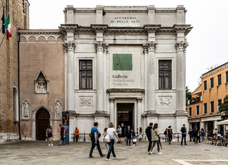 Façade of the Gallerie dell'Accademia, a museum gallery of pre-19th-century art in Venice,...