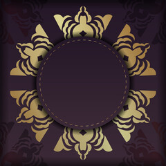 Brochure template burgundy color with vintage gold pattern for your congratulations.