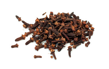 Carnation on a close-up macro as a background and texture. Indian spices for cooking. Carnation seed background with place for text.