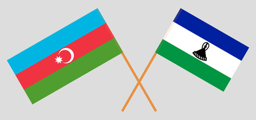 Crossed flags of Azerbaijan and the Kingdom of Lesotho. Official colors. Correct proportion