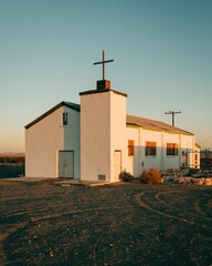 Old church in Amboy, on Route 66 in the Mojave Desert of California