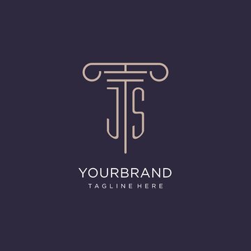JS initial with pillar logo design, luxury law office logo style