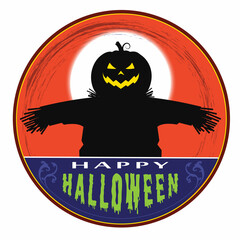 A Halloween scarecrow with a pumpkin.