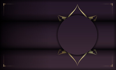 Burgundy background with vintage gold ornament for design under the text