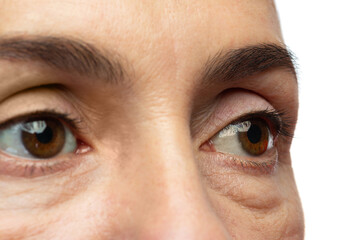 Tired eyes of middle aged woman