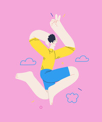 Happiness - happy people jumping in the air cheerfully