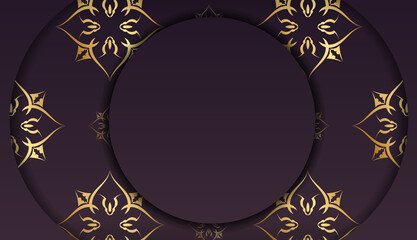 Burgundy background with vintage gold ornament for logo design