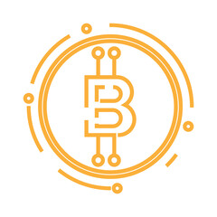 Bitcoin symbol in flat design. Vector