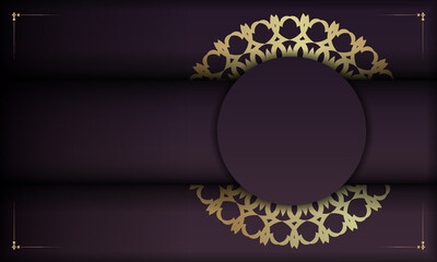 Burgundy background with vintage gold pattern and space for your logo