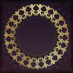 Template Flyer burgundy with Indian gold ornaments for your brand.