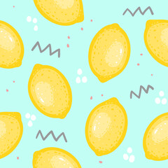 Materiał do szycia Seamless pattern background with yellow lemons, vector EPS 10