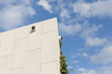 CCTV cameras on the facade of the building