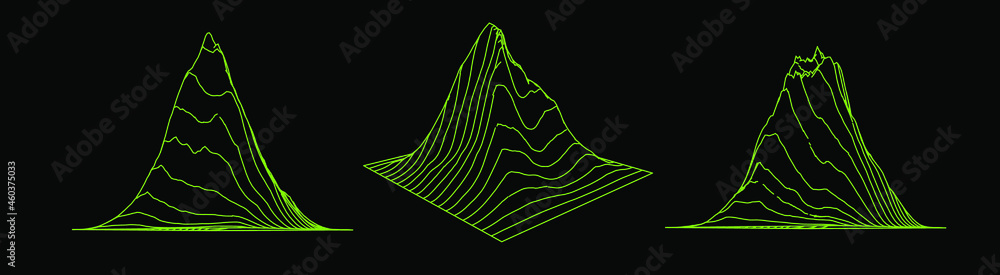 Aufkleber 3d polygonal mountain landscape in retrofuturistic style. concept of big data and virtual reality.
