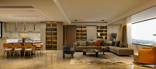 3d render of modern living room