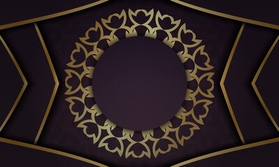 Burgundy background with abstract gold ornament for design under logo or text