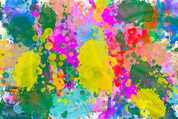 Multicolored watercolor blots and splashes on a white background.