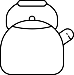 Kettle Teapot Boil water Vector. Black. and white. White background. Line drawing.