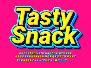 Fototapeta premium Tasty Snack Colorful 3d Cartoon Text Effect
